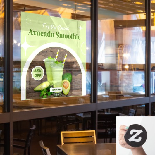 Avocado Smoothie Shop Promo % korting op maat make Raamsticker (Restaurant Raam)