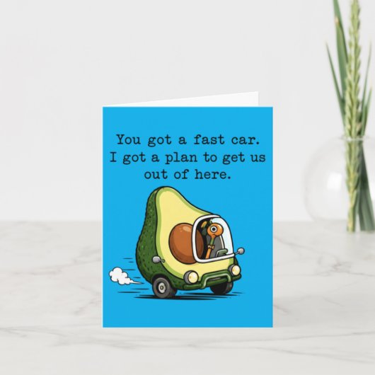 Avocado Snel Auto Grappige Fruit Bestuurder 1 Kaart (Voorkant)