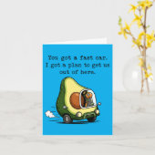 Avocado Snel Auto Grappige Fruit Bestuurder 1 Kaart (Gele Bloem)