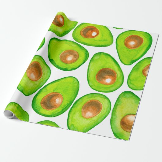 Avocado snijdt waterverf cadeaupapier (Uitgerold)