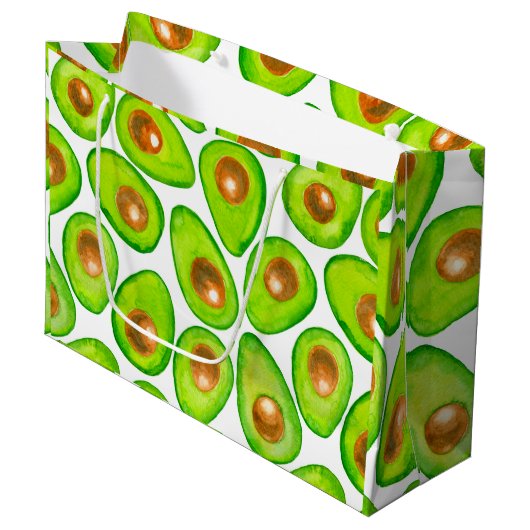 Avocado snijdt waterverf groot cadeauzakje (Voorkant Gekanteld)
