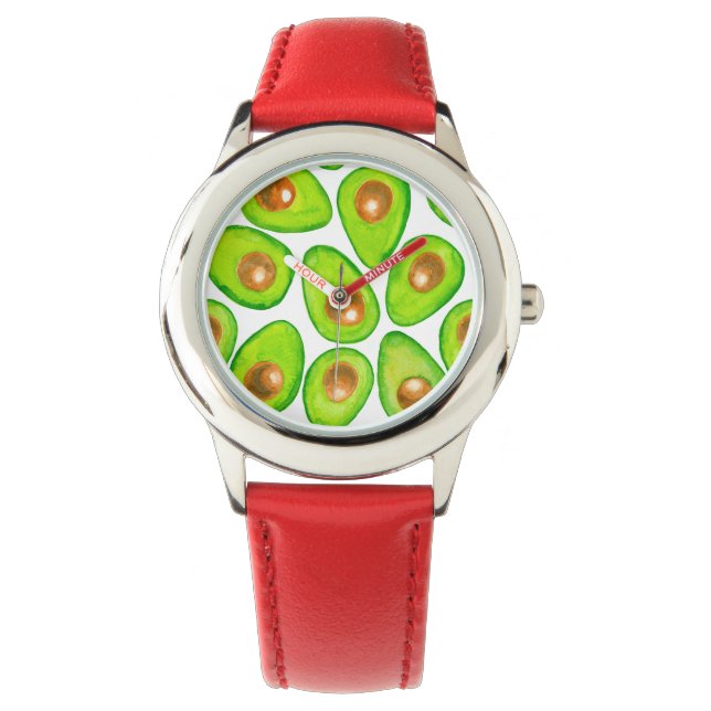 Avocado snijdt waterverf horloge (Voorkant)