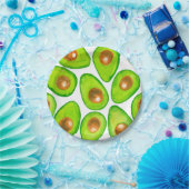 Avocado snijdt waterverf papieren bordje (Feest)