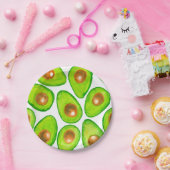 Avocado snijdt waterverf papieren bordje (Feest)