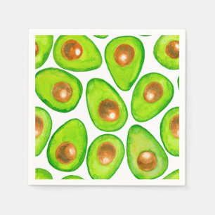 Avocado snijdt waterverf servet