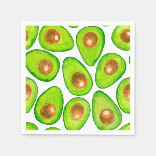 Avocado snijdt waterverf servet (Voorkant)