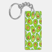 Avocado snijdt waterverf sleutelhanger (Voorkant Links)