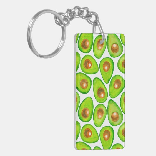 Avocado snijdt waterverf sleutelhanger (Voorkant Links)