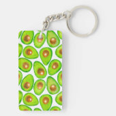 Avocado snijdt waterverf sleutelhanger (achterkant)
