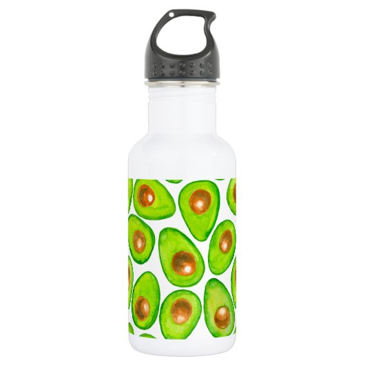 Avocado snijdt waterverf waterfles (Voorkant)