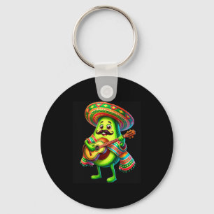 Avocado Sombrero Gitaar Cinco De Mayo Jongens Kind Sleutelhanger