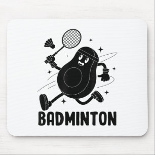 Avocado speelt badminton gezonde vegetarische voed muismat