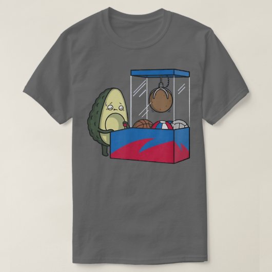 Avocado speelt met Klauw Machine kraan speelgoed T-shirt (Design voorkant)