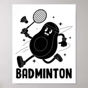 Avocado spelen Badminton Gezond Vegetarisch Voedse Poster