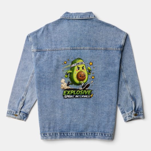 Avocado Sprint Modus Cardio Hardloper Fitness T-sh Denim Jacket (Achterkant)