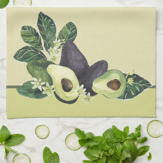 Avocado still Life Waterverf Print Kitchen Towel Theedoek (Gevouwen)