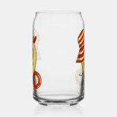 Avocado strandmeisje met zon-pet en zwemring blikvorm glas (Rechts)