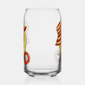 Avocado strandmeisje met zon-pet en zwemring blikvorm glas (Links)