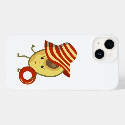 Avocado strandmeisje met zon-pet en zwemring Case-Mate iPhone case (Achterkant (horizontaal))