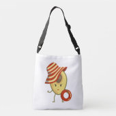 Avocado strandmeisje met zon-pet en zwemring crossbody tas (Achterkant)