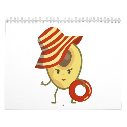Avocado strandmeisje met zon-pet en zwemring kalender (Hoes)