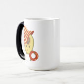 Avocado strandmeisje met zon-pet en zwemring magische mok (Voorkant links)