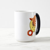 Avocado strandmeisje met zon-pet en zwemring magische mok (Voorkant rechts)