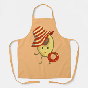 Avocado strandmeisje met zon-pet en zwemring schort