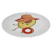 Avocado strandmeisje met zon-pet en zwemring snijplank (Hoek)