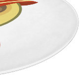 Avocado strandmeisje met zon-pet en zwemring snijplank (Hoek)