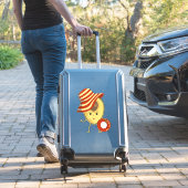 Avocado strandmeisje met zon-pet en zwemring sticker (Koffer Insitu)