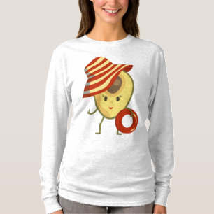 Avocado strandmeisje met zon-pet en zwemring t-shirt