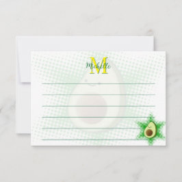 Avocado Superstar Aangepaste Monogram Gelinieerd Notitiekaartje