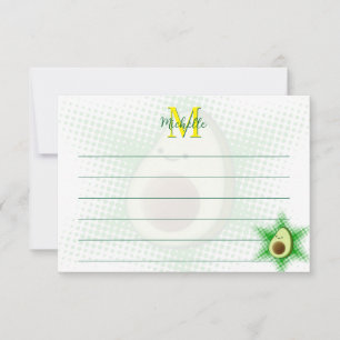 Avocado Superstar Aangepaste Monogram Gelinieerd Notitiekaartje