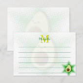 Avocado Superstar Aangepaste Monogram Gelinieerd Notitiekaartje (Voorkant / Achterkant)