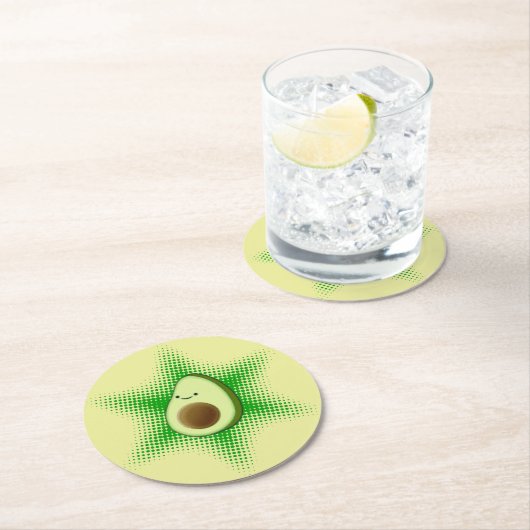Avocado Superstar Cute Ronde Kartonnen Onderzetter (Insitu)