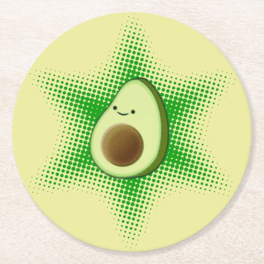 Avocado Superstar Cute Ronde Kartonnen Onderzetter (Voorkant)