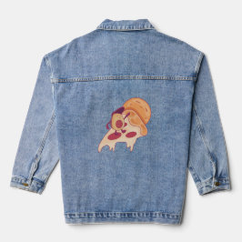 Avocado Surfing on a Slice of Pizza Summer Version Denim Jacket