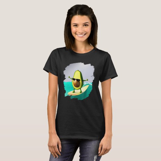 Avocado Surfing Surfer Riding Wave Ocean Cool Surf T-shirt (Voorkant volledig)