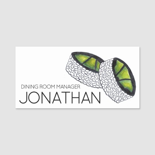 Avocado Sushi Roll Japans restaurant voor voedsel Naamplaatje (Voorkant)