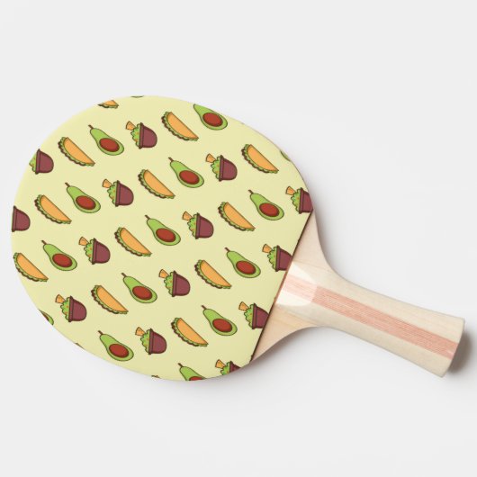 Avocado Taco Yellow Ping Pong Paddle Tafeltennisbatje (Zijkant)