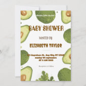 Avocado Thema Baby Shower Uitnodiging  (Voorkant)