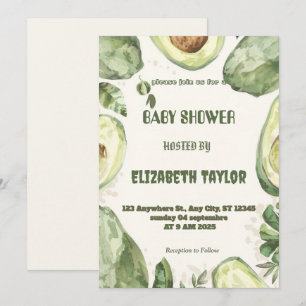 Avocado Thema Baby Shower Uitnodiging 