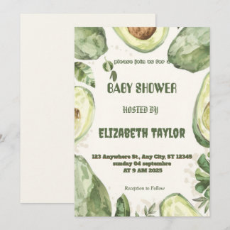 Avocado Thema Baby Shower Uitnodiging
