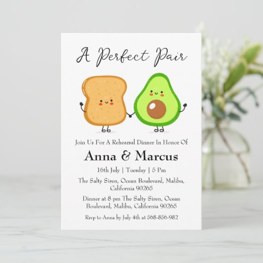 Avocado & Toast een perfecte paar bruids diner Kaart (Staand voorkant)
