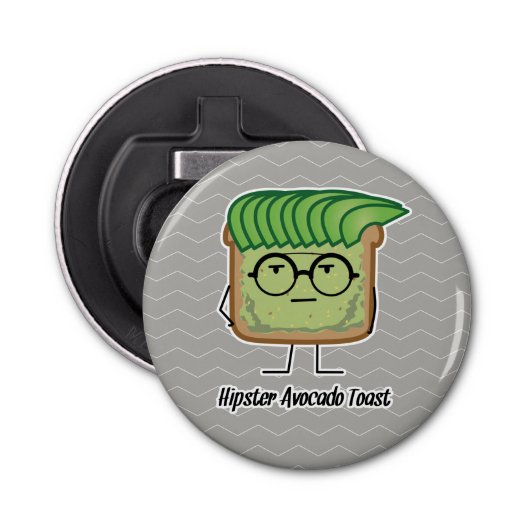 Avocado Toast Hipster-brillen Button Flesopener (Voorkant)