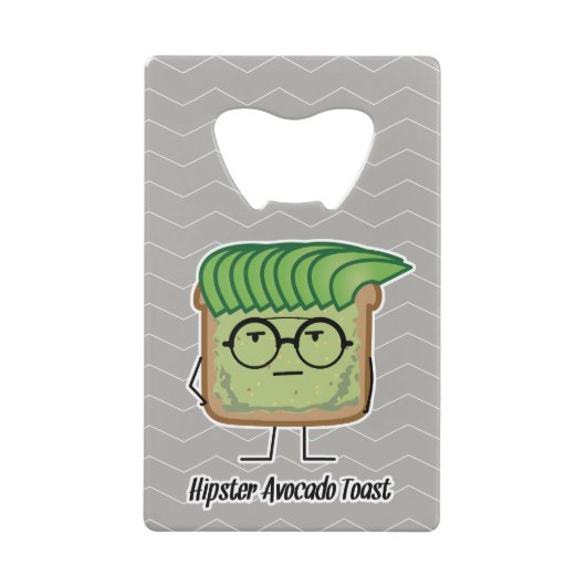 Avocado Toast Hipster-glaashaar Creditkaart Flessenopener (Voorkant)