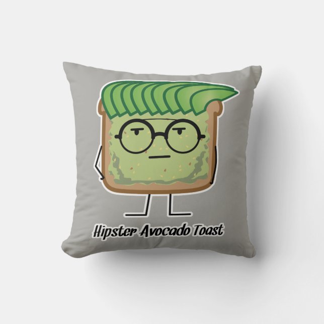 Avocado Toast Hipster-glaashaar Kussen (Voorkant)