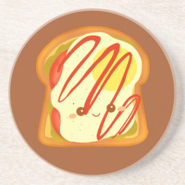 Avocado toast met ei en tomaat zandsteen onderzetter