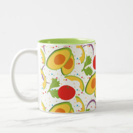 Avocado Tomaat Salade Groene Patroon Tweekleurige Koffiemok